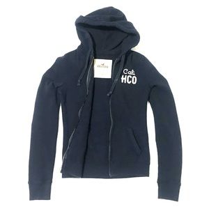 Hollister Women's Navy Lined Slim Hoodie Small